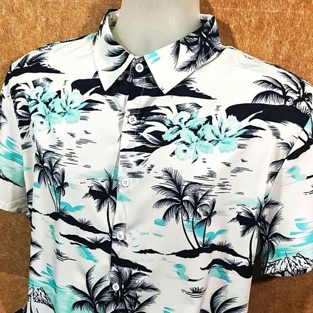 Vacation Palm Short Sleeve Button Up Shirt Mens XLarge #1